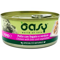 Oasy Wet Dog Pollo con fegato e verdure Lattina 150 gr Cibo per Cane